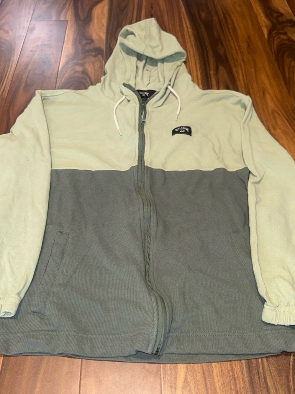 Men’s Billabong Two-Tone Zip Hoodie in Sage and Olive
